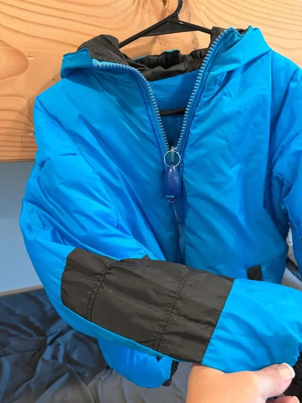 KIDS Vintage NFL Carolina Panthers Reversible Full-Zip Winter Puffer Jacket